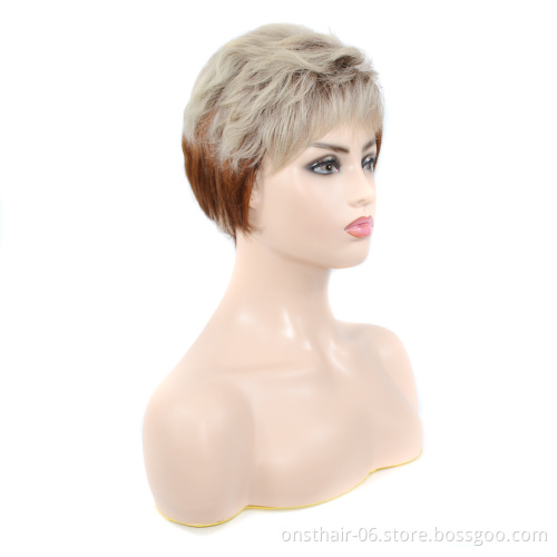 MYZYR wholesale women gradient color short hair wig cheap hair high quality synthetic hair